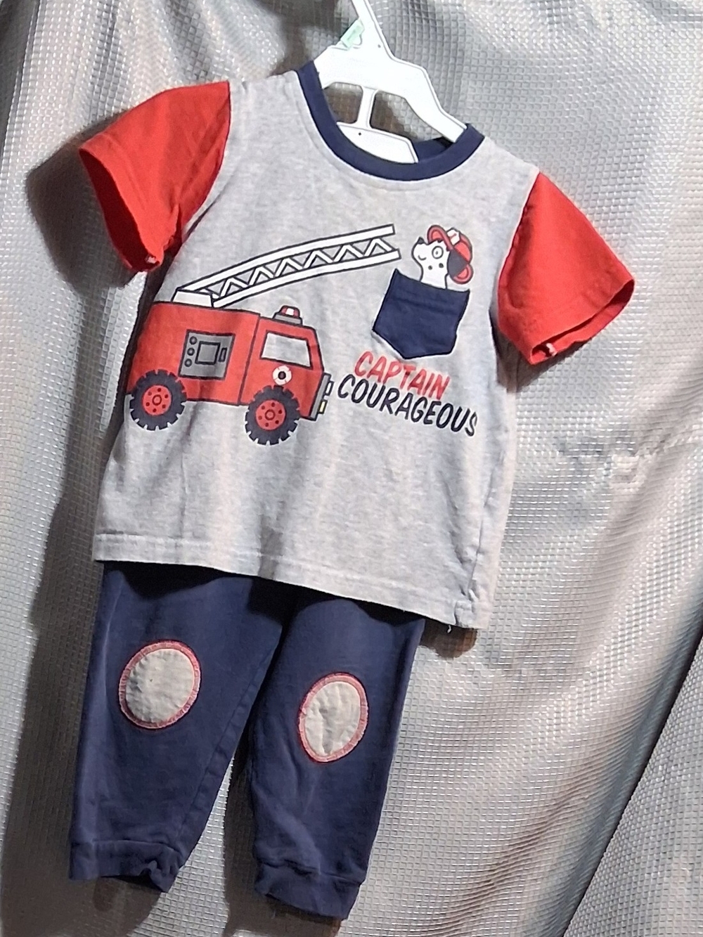 Captain Courageous Kids Fire Truck Matching Set - Red & Navy